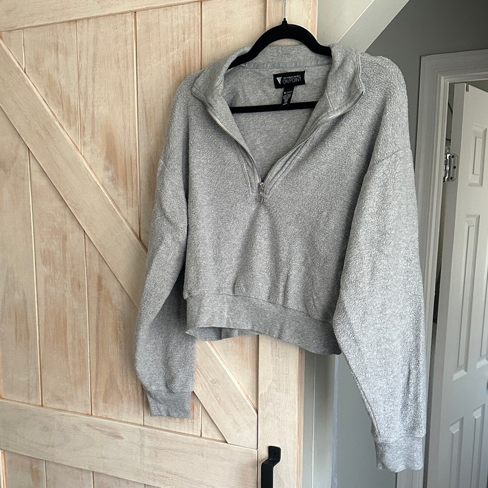 Victoria's Secret Light Gray Cropped Hoodie
